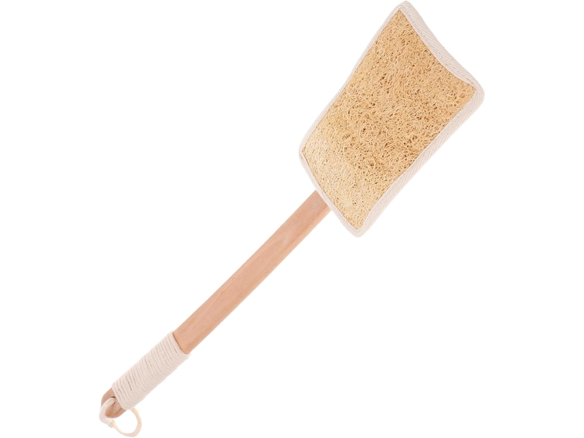 Escova De Banho Healeved Long Luffa Com Cabo Madeira Para Esfoliação Corporal, Confortável E Prática Para O Banho