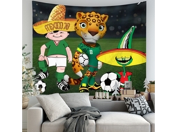Tapeçaria parede mascotes históricos México futebol, tapete decorativo 180x230cm STELASPLEN