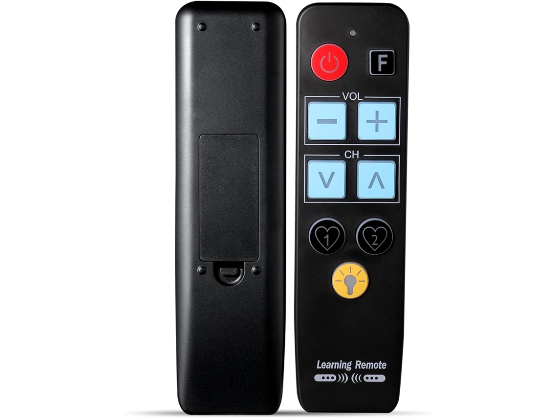 Controle remoto para TV com botões grandes e retroiluminação, simples e fácil de usar.