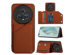 Capa Para Celular Honor Magic5 Pro Com Compartimentos Para Cartões, Feita Em Pu + Tpu + Pc Com Toque Aveludado E Textura De Pc.