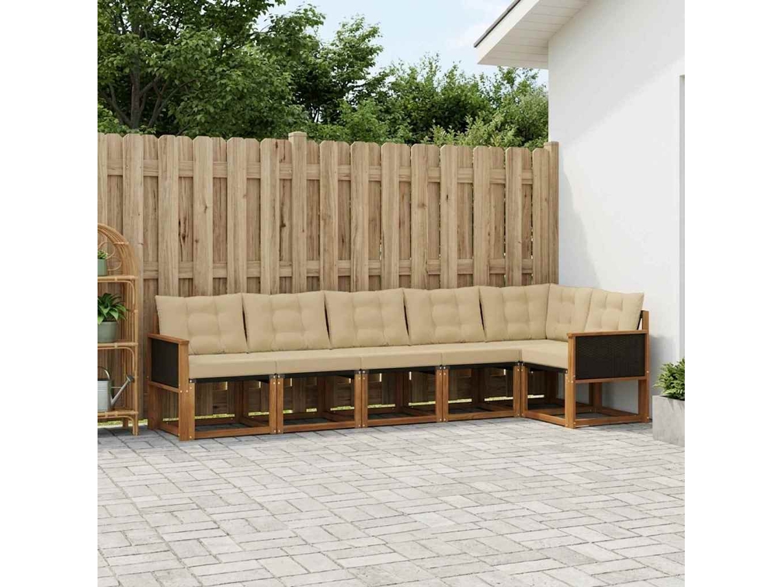 Vidaxl Conjunto De Sofás Para Exterior 6 Unid. Natural E Bege