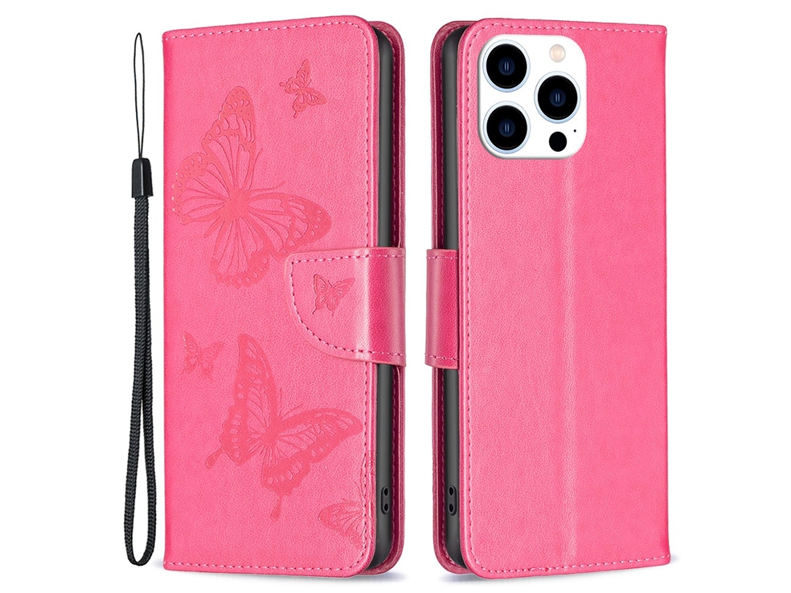Capa Em Couro Pu, Para Apple Iphone 16pro Max - Rosa