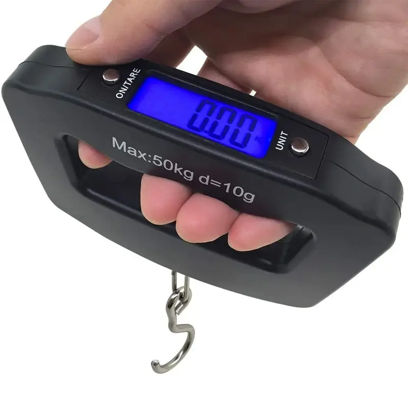 Balança eletrônica de bagagem portátil com luz de fundo, até 50kg, AQUAFORGE