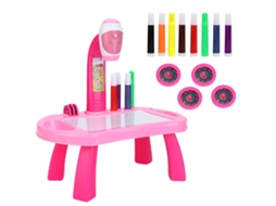 Mali brinquedo Projetor de Desenho Mesa com Lousa e Canetas para Educação Infantil Rosa