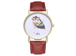 Reloj De Cuarzo Casual Para Hombre Y Mujer Con Correa De Cuero Pu Café