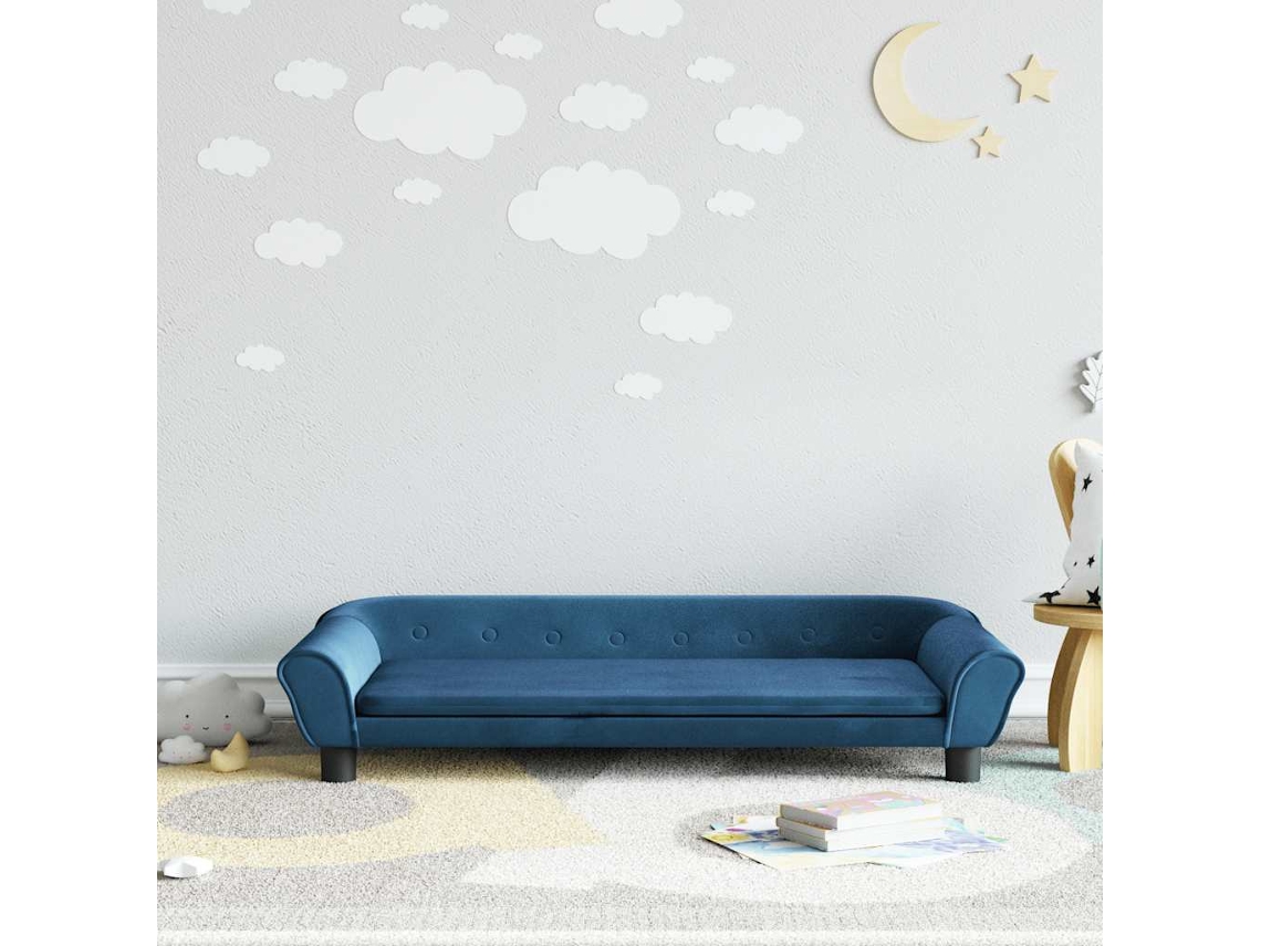 Vidaxl Sofá Infantil 100x50x26 Cm Veludo Azul