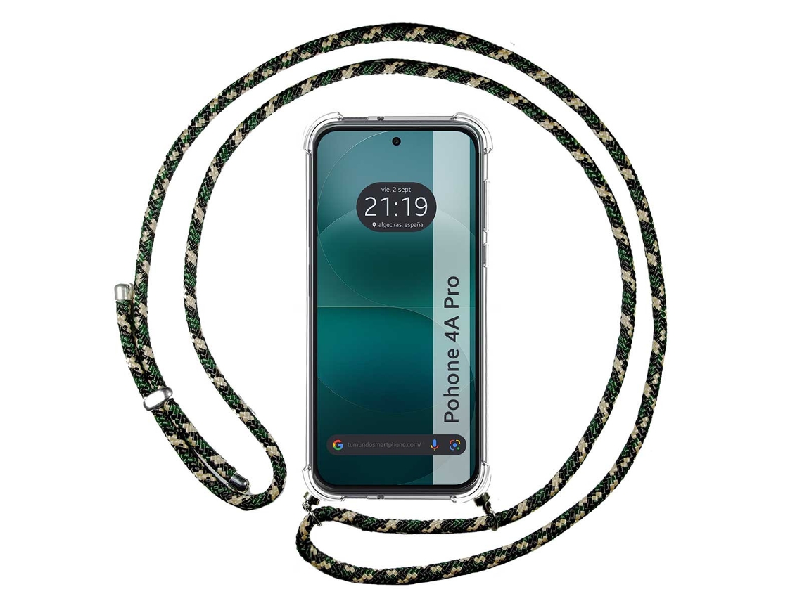 Capa Tumundosmartphone Transparente Para Nothing Phone 4a Pro 5g Com Correia Verde/dourado