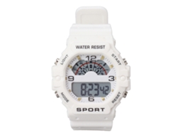Relógio Digital Masculino Esportivo Cronógrafo Pulseira De Borracha Clássico Vintage Quadrado Wr50m À Prova D'água Branco