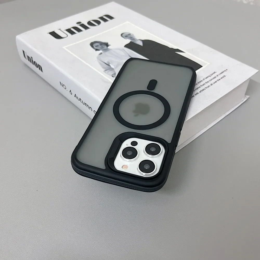 (iphone 16 Plus, Preto) Capa Fosca Translúcida À Prova De Choque Para Iphone, Compatível Com Carregamento Sem Fio Magsafe.