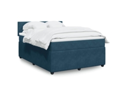 Vidaxl Cama Com Molas/colchão 160x200 Cm Veludo Azul