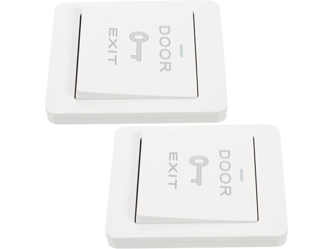 Placa De Parede Operitacx Controle Acesso À Porta, 2 Peças, Botão De Saída, Design Em Grade Pp Branco E Suporte