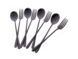 Conjunto De 4 Cubiertos (tenedor Y Cuchara) De Acero Inoxidable 18/10 Negro Para Arroz, Fideos, Comida Japonesa Y Coreana