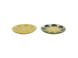 Prato De Jantar Home Esprit Amarelo Verde Grés Limão 22,5 X 22,5 X 2,5 Cm (2 Unidades)