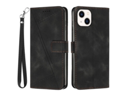 Capa Pega Para Iphone 15 Plus Pele Sintética Preto