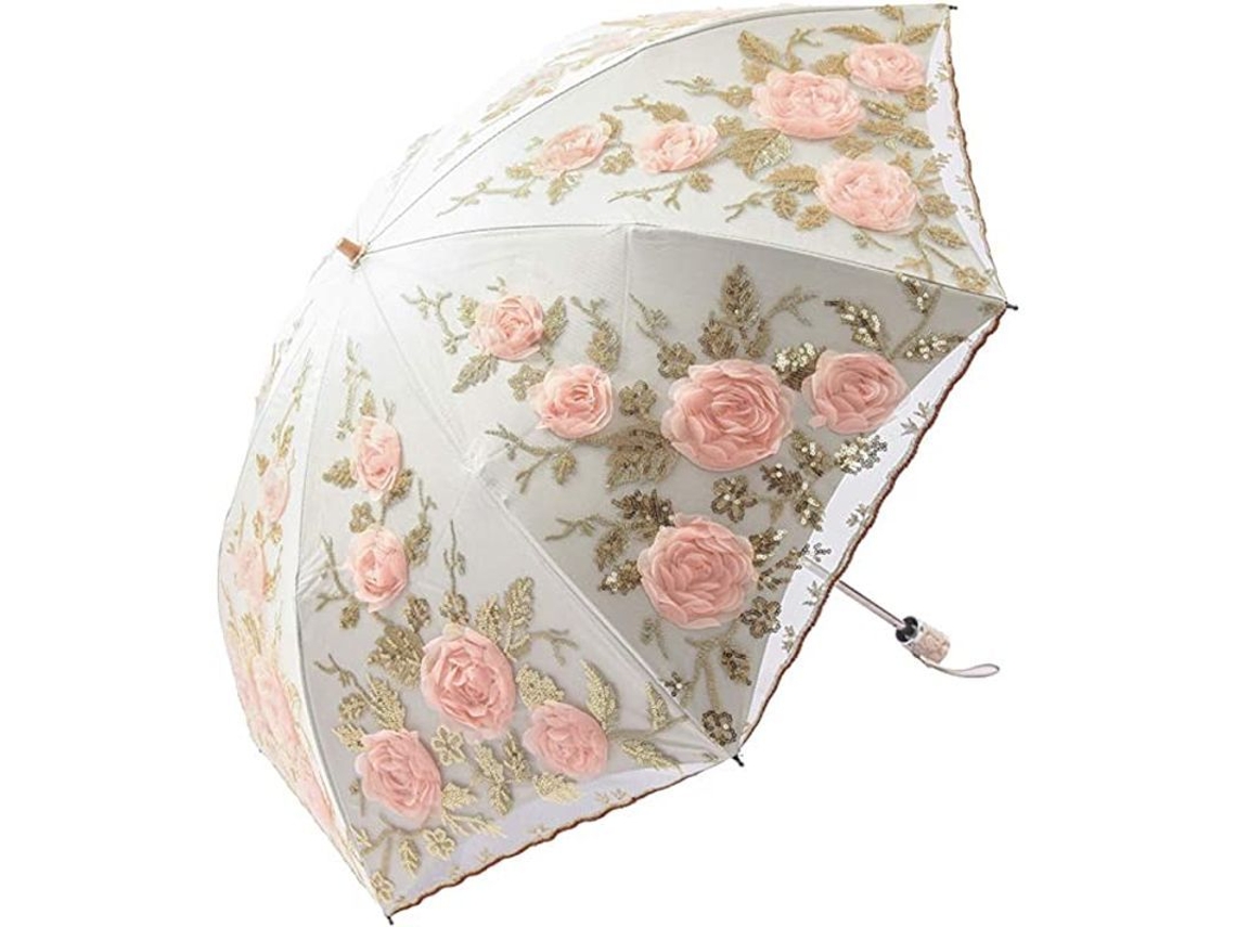 Guarda-chuva Nova Line de renda, para noiva, dobrável, UPF50+