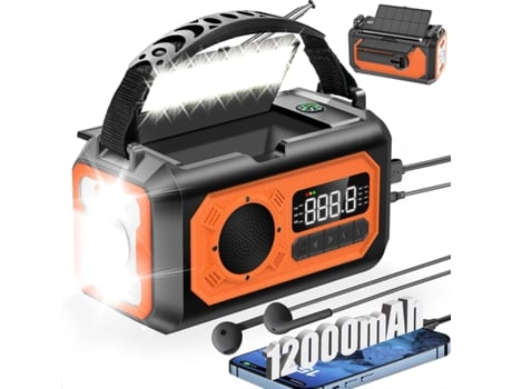 Rádio Solar, Rádio De Emergência Am/fm Com Manivela 12000mah, Com Sos, Lanterna, Bússola Eifson (verde)