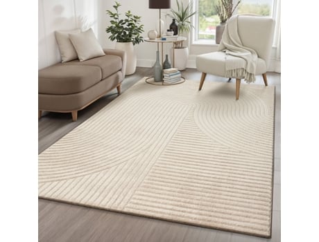 Tapete The Carpet Everest Moderno Efeito Alto-baixo 3d - Bege - 200 X 290 Cm