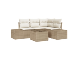 Conjunto 4 Conjunto De Sofá De Jardim Vidaxl Bege Vime Pe
