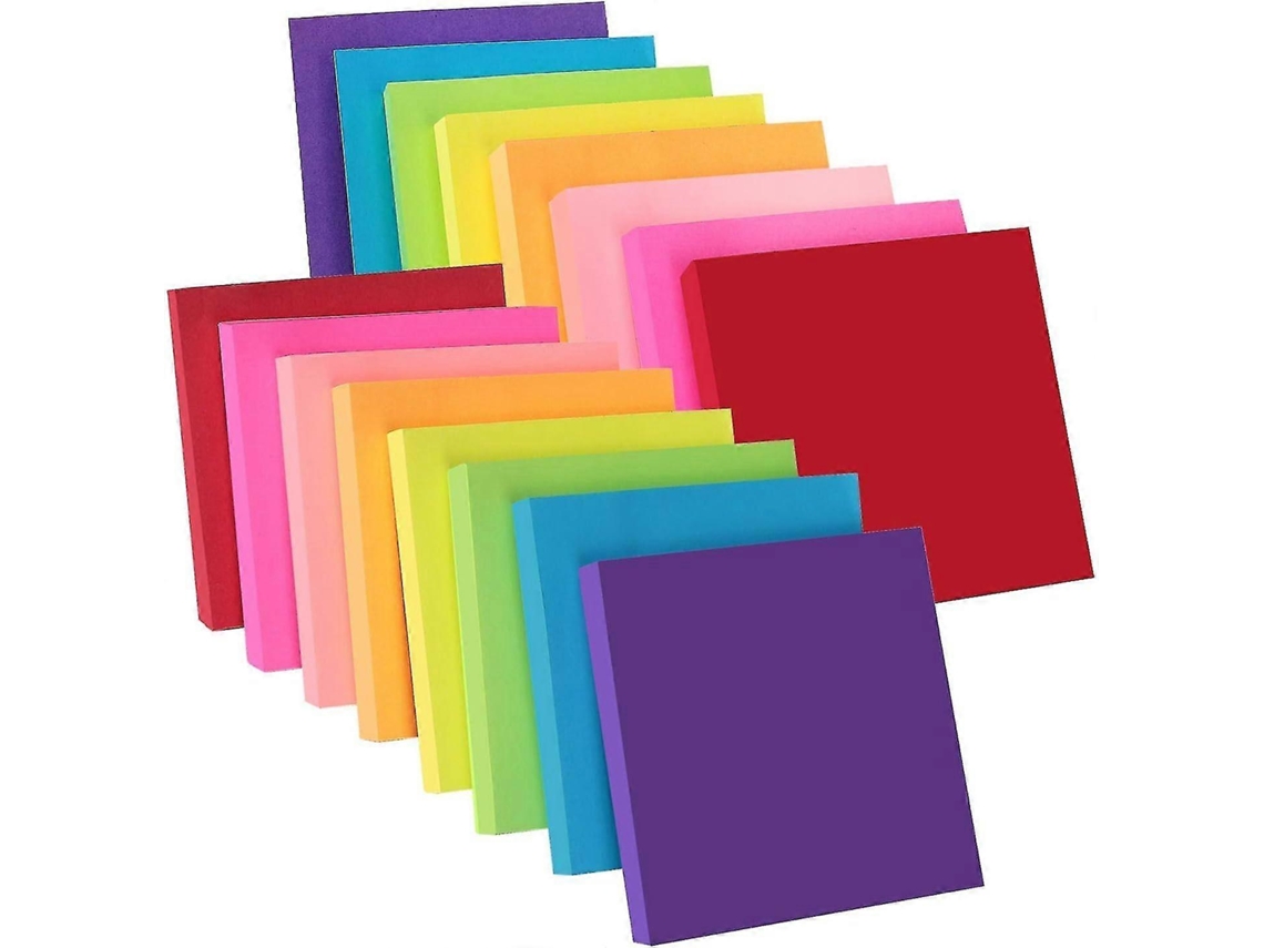 Blocos De Notas Autoadesivos De 8 Cores Sortidas, 76 X 76 Mm, 100 Folhas/bloco, 16 Blocos Aquaforge