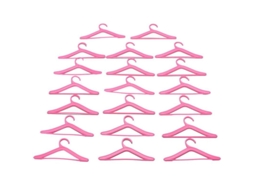 2026 20 Perchas Rosas de Plástico para Roupas e Acessórios de Bonecas Barbies
