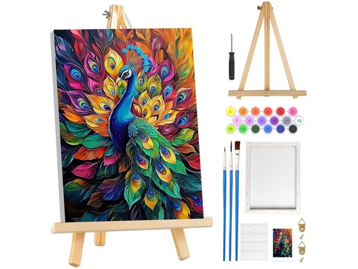 Kit de Pintura Por Números Peack Para Adultos Iniciantes Com Cadeira, Pintura Por Números Para Adultos Com Suporte, Conjuntos de Pintura Ao Óleo Para