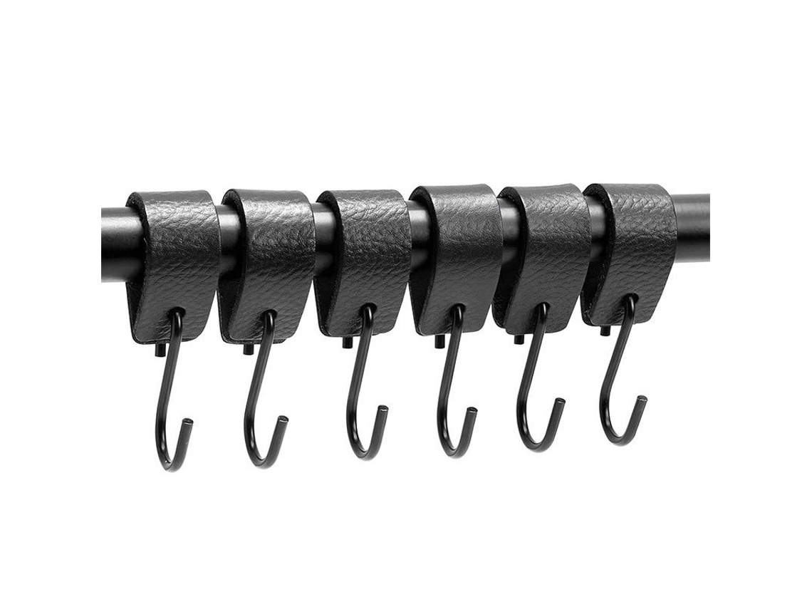 Tressino S Hook Com Loop De Couro, Preto, 6 Peças