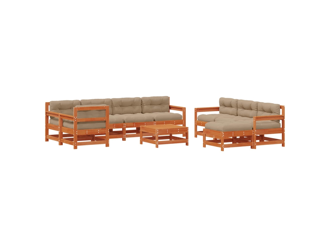 Maison Exclusive - Conjunto De Lounge De Jardim 10 Pcs Pinho Castanho Cera