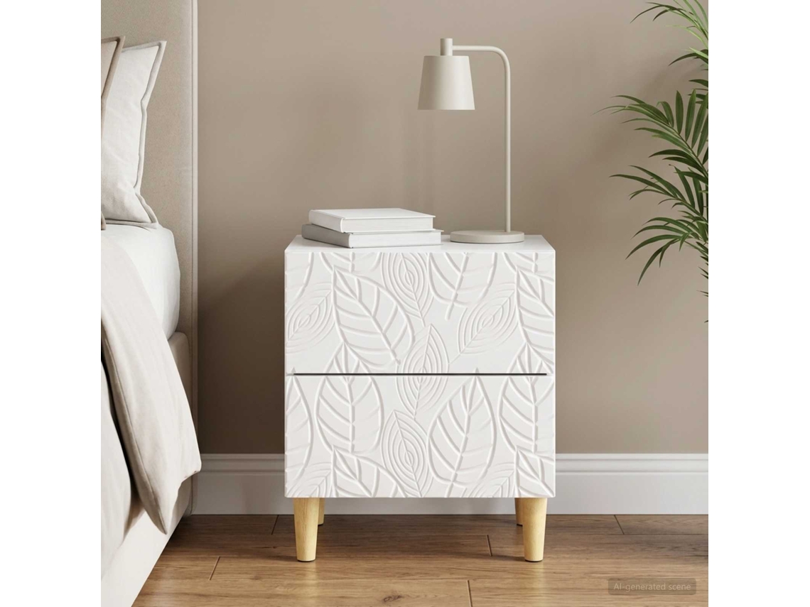 Vidaxl Mesa-de-cabeceira Branco Brilhante 43 X 34,5 X 48 Cm