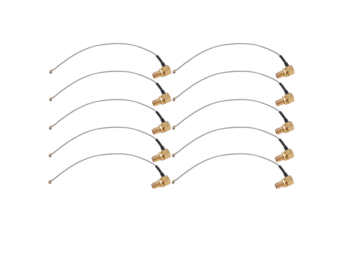 Kit de 10 Cabos Coaxiais Rf Sma Fêmea Ângulo Direito para Ipx 50ω Latão Antena Gps Wifi