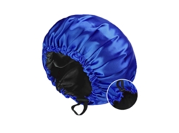 Touca De Cetim Para Dormir E Cuidar Do Cabelo, Dupla Camada Ajustável Chrui (azul, Preto)