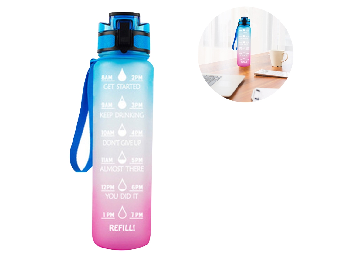 Garrafa Motivacional 1l (marcador Tempo, Palhinha, Sem Bpa)