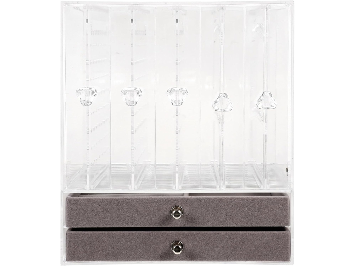 Organizador De Joias Transparente De Dois Níveis Nuobesty Com Várias Gavetas E Compartimentos.
