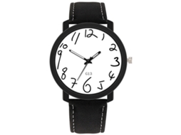Reloj De Pulsera Casual De Moda Para Hombre Dial Redondo Correa Ajustable De Cuarzo Negro Y Blanco