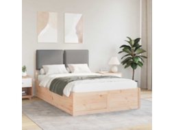 Vidaxl Estrutura de Cama com Cabeceira Estofada Cinzento claro