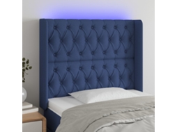 Vidaxl Cabeceira De Cama C/ Luzes Led Tecido 93x16x118/128 Cm Azul