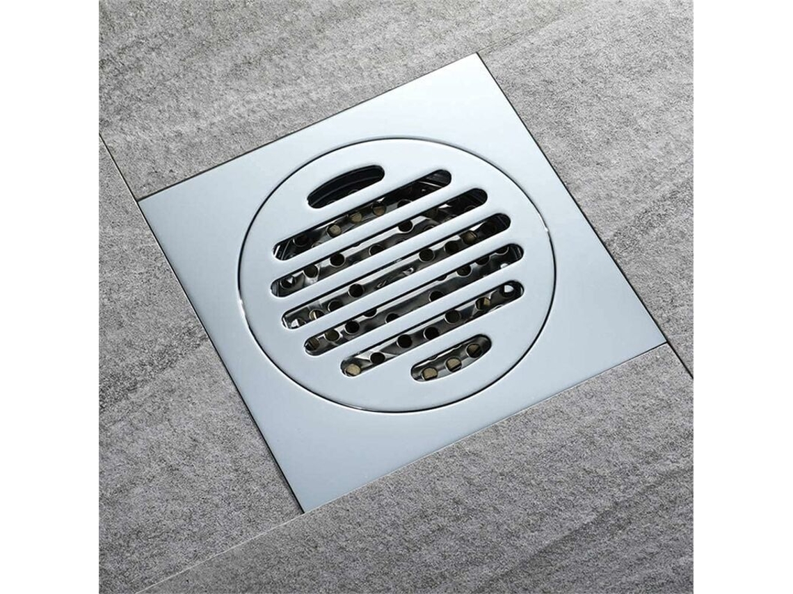 Ralo de Chuveiro AQUAFORGE quadrado, reforçado em aço inox, 100x100 mm