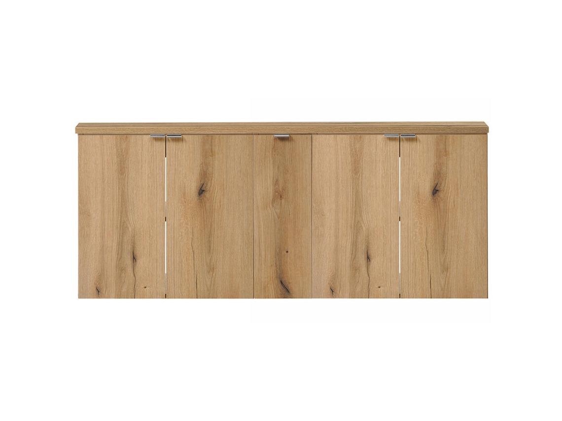 Móvel de casa de banho para lavatório Newport com 5 portas 140x60x40 cm MDF - Carvalho