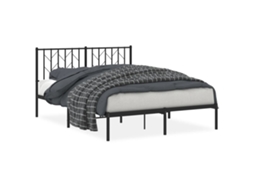 Bed Frame, Bed Frames Vidaxl Preto Aço (140 X 190 Cm)