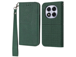 Capa Tipo Carteira De Couro Sintético Com Textura Trançada Para Xiaomi Redmi Note 14 Pro 4g, Verde