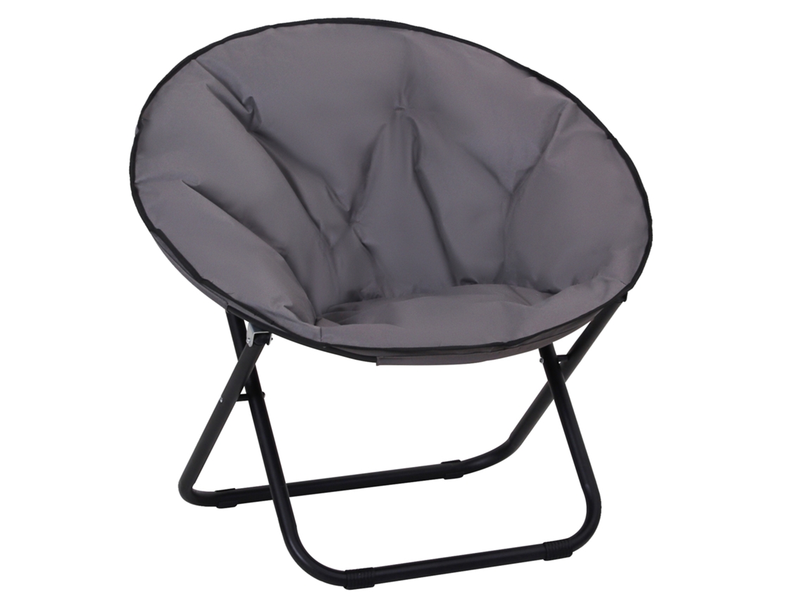 Cadeira Dobrável Tecido Oxford e Metal Cor Cinzento 80x80x75 cm Outsunny