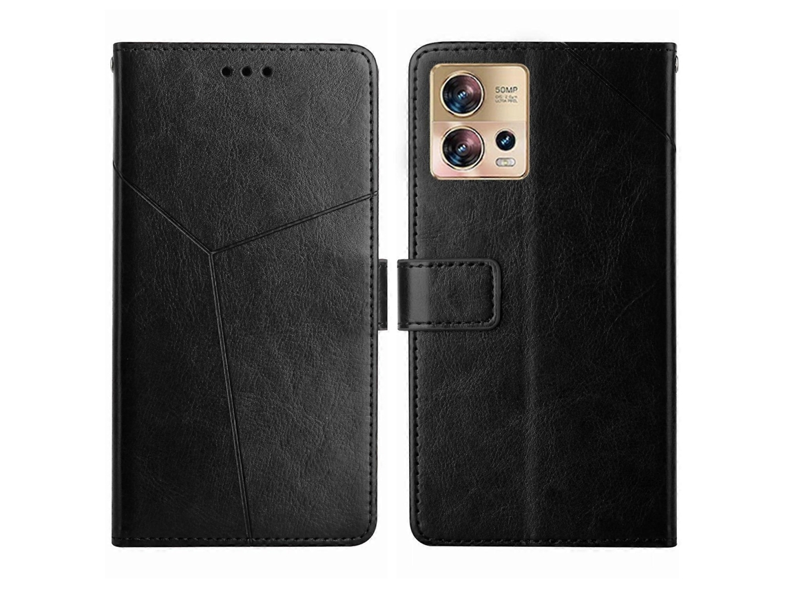 Capa De Couro Flip Com Padrão Y Para Motorola Edge 30 Fusion/moto S30 Pro Ht01