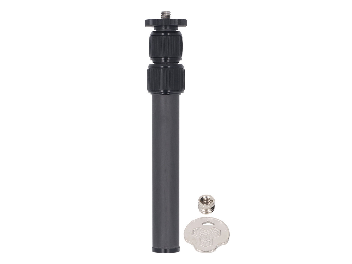 Extensor de tripé em fibra de carbono 2026 com 3 seções e coluna central para câmeras DSLR, suporta até 10 kg (22 lbs).