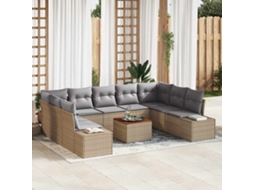 Vidaxl Conjunto de Sofá de Jardim 10 Pcs Bege e Cinzento Claro