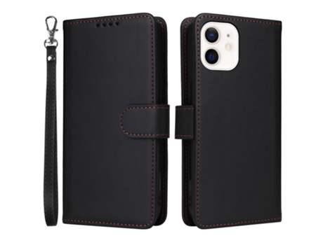 Capa Inch Para Iphone 12 Mini Betopnice Pele Sintética Preto