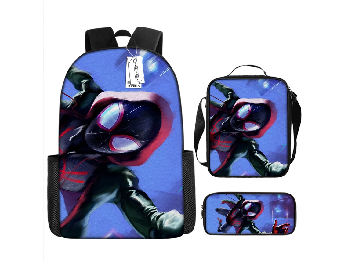 Conjunto De Três Peças Do Homem Aranha Mochila, Estojo, Lancheira E Mochila Escolar Aquaforge