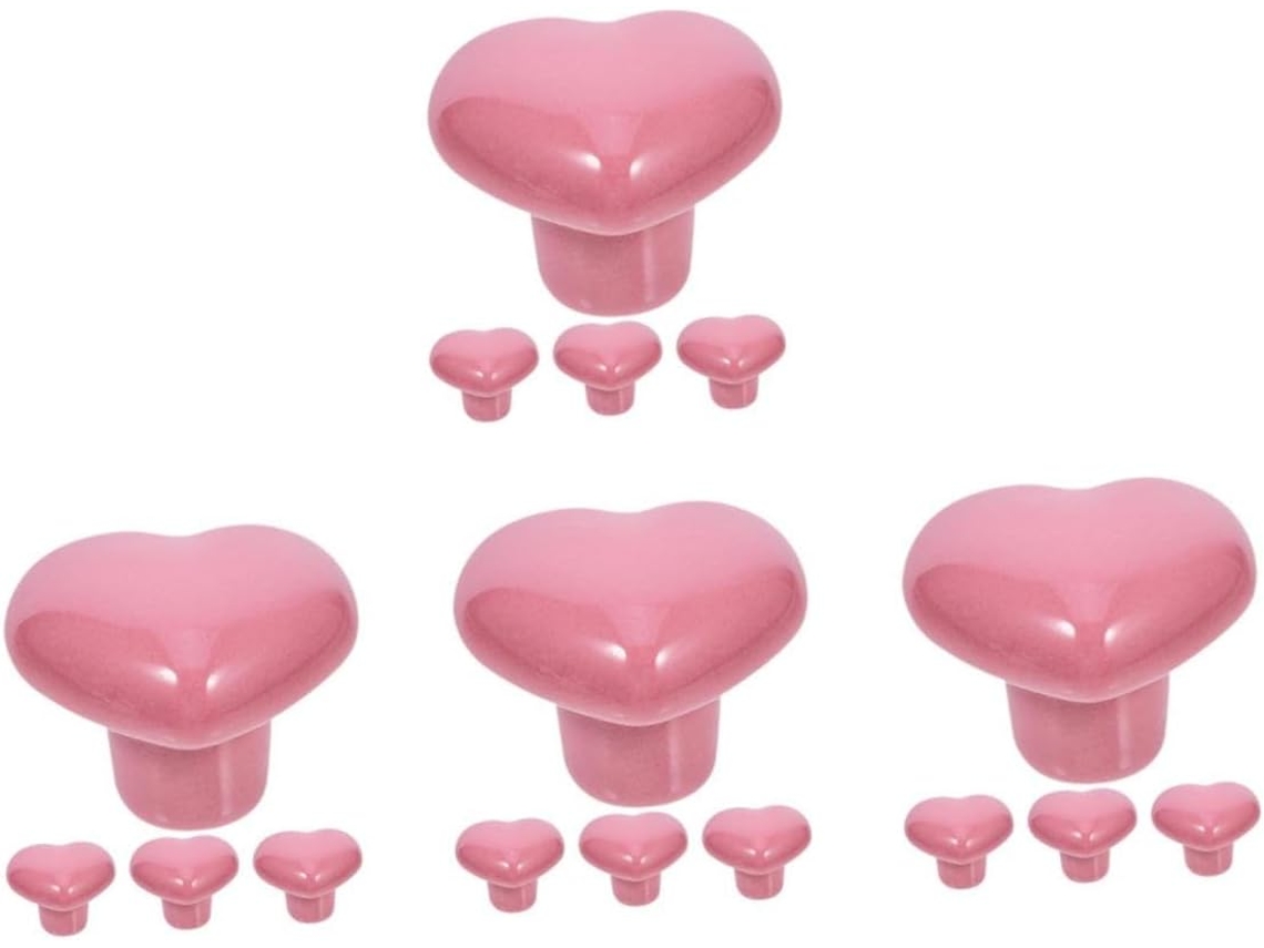 Tehaux Conjunto De 16-puxadores Cerâmica Em Formato Coração Para Armários E Gavetas Cozinha, Guarda Roupa E Closet