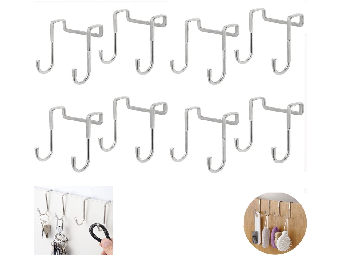 Conjunto De 8 Ganchos Para Portas E Gavetas, Em Aço Inoxidável Resistente Com Revestimento De Borracha Antirriscos, Fáceis De Usar E Multifuncionais