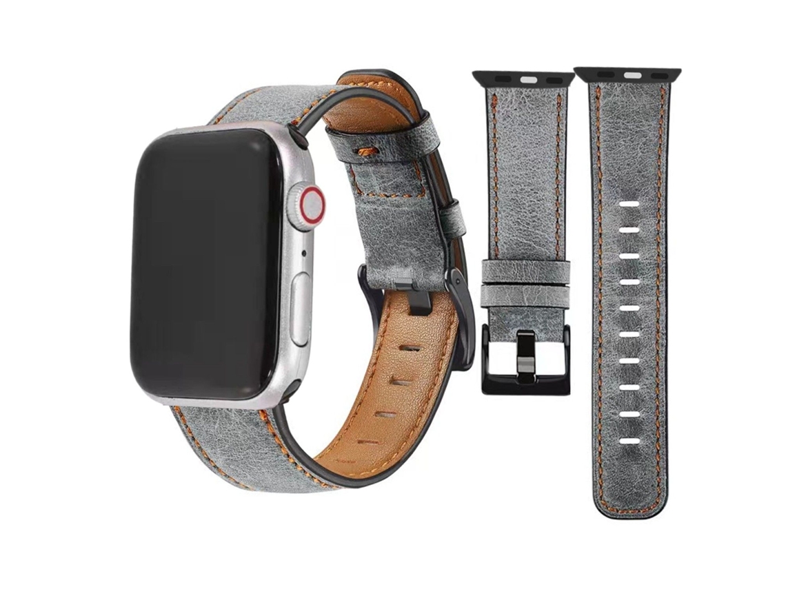 Bracelete Vintage Leather para Apple Watch Series 5 40mm Cinza