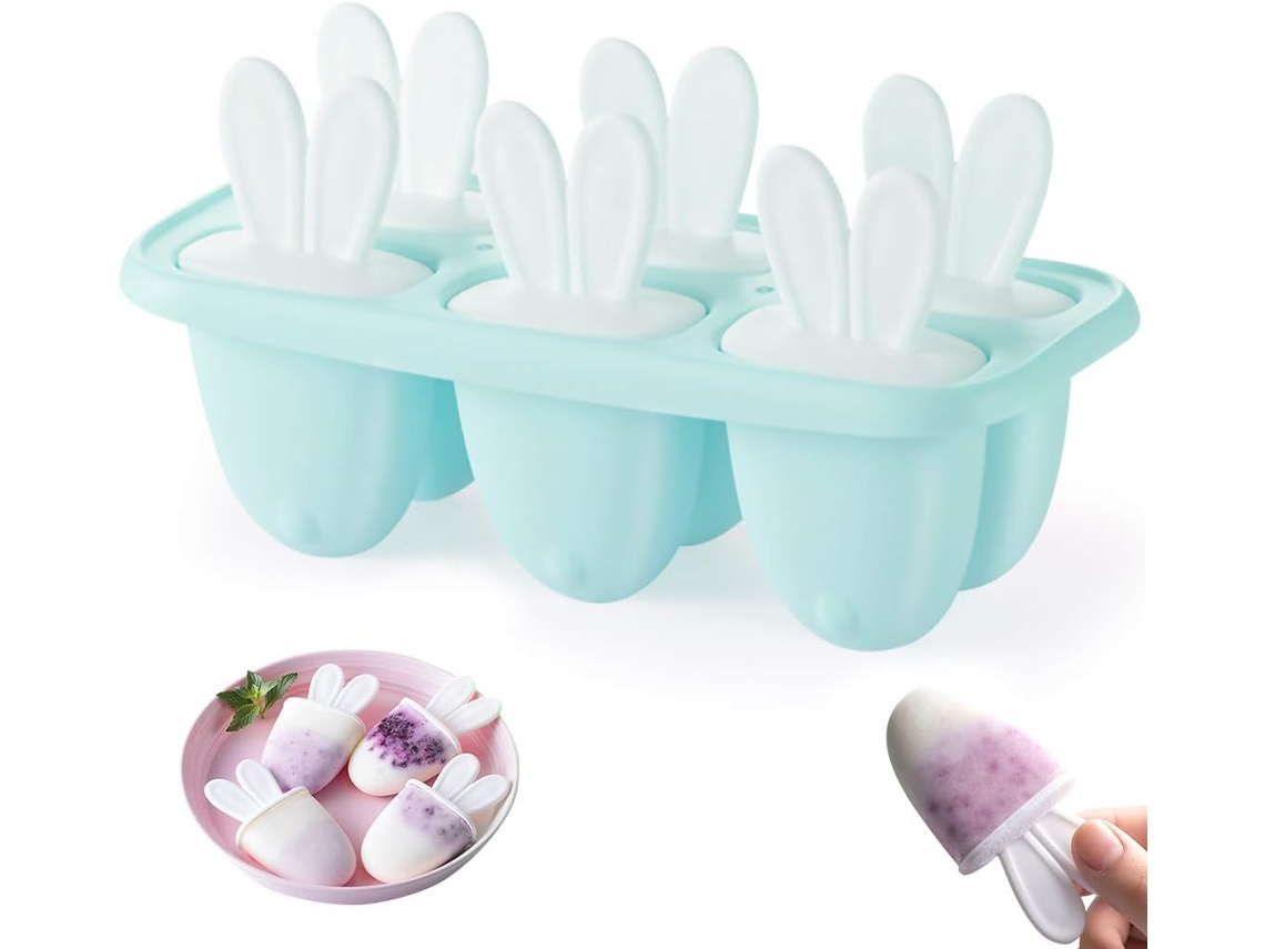 Conjunto De 6 Formas De Sorvete Com Palito, Forma Para Mini Sorvete, Forma Para Picolé, Sorvete Azul, Sorvete Caseiro Reutilizável
