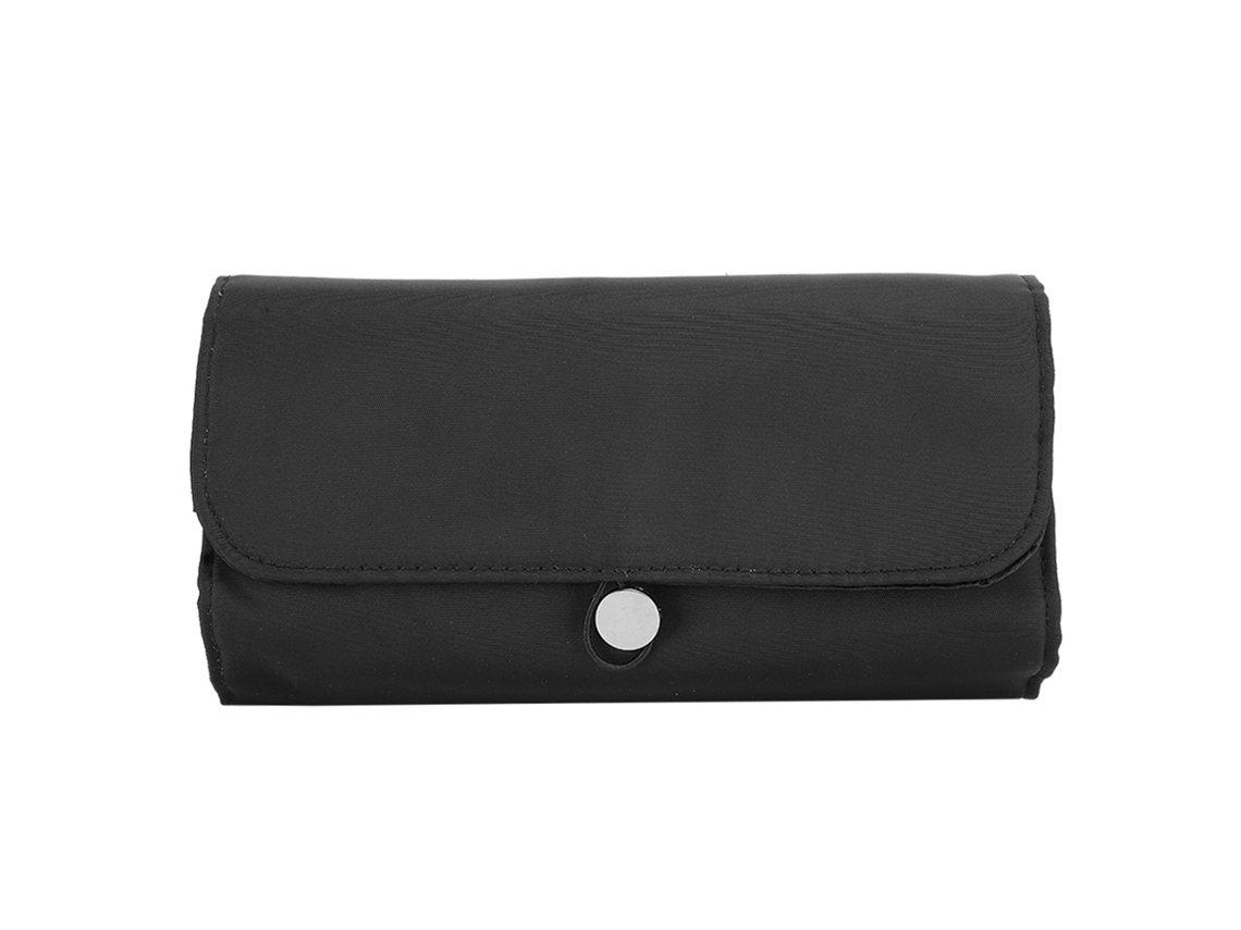 Bolsa dobrável e portátil para armazenamento e organização de cosméticos.